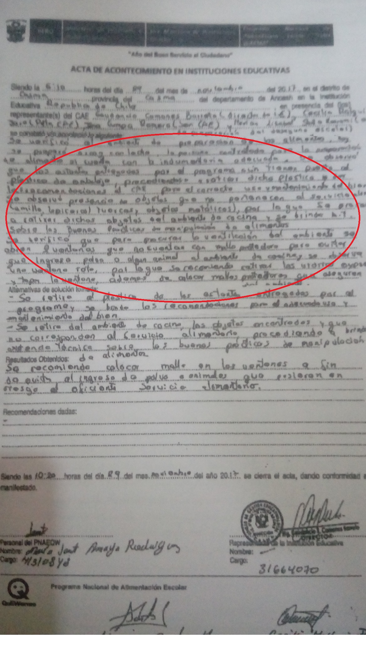acta de colegio