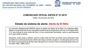 ENFEN 4 de enero del 2019